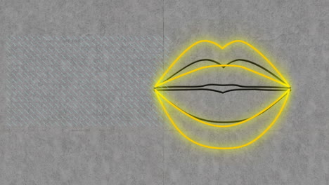 animación de formas y labios de neón sobre fondo gris