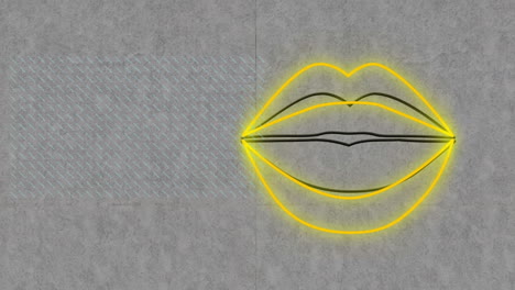 animation of shapes and neon lips on gray background