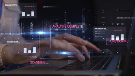animación de datos sobre una ingeniera informática usando una computadora portátil por un servidor informático