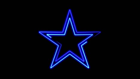 abstract seamless pattern of blue neon lines of stars on a black background. 4k video neon star close up.