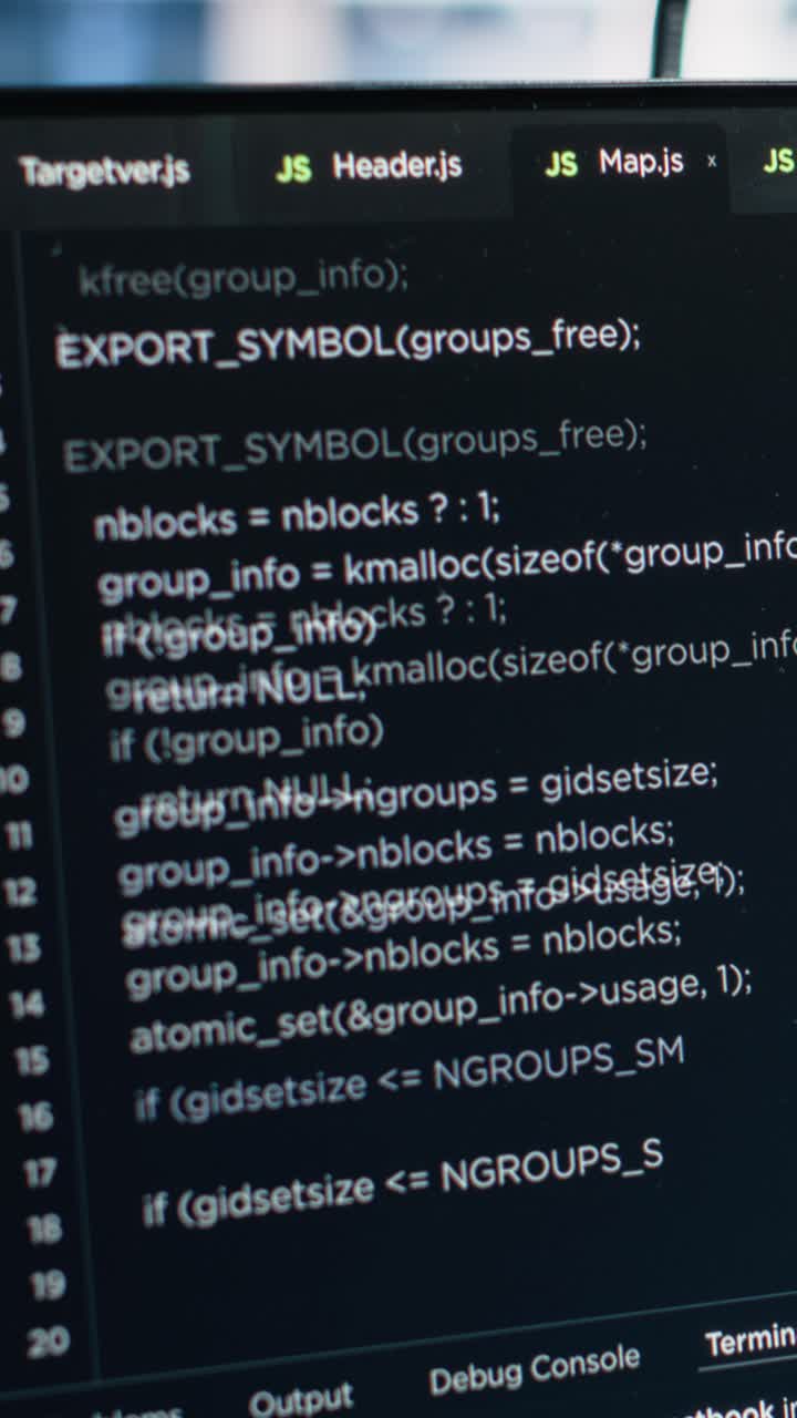 Vertical video Data center PC screens monitoring hardware used in AI LLM model development