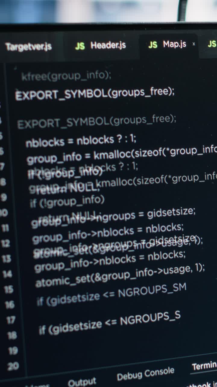 Vertical video Data center PC screens monitoring hardware used in AI LLM model development