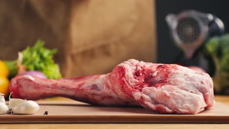 preparing raw lamb leg