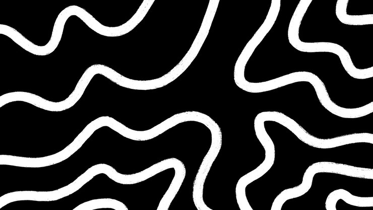 Abstract Animation of Wavy White Lines on Black Background