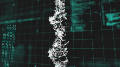 dna strand with binary coding, processing scientific data in animation