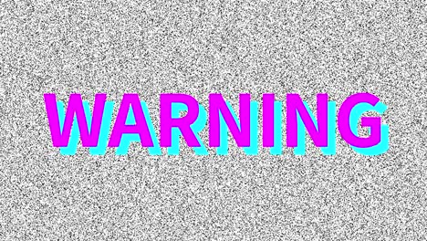 warning. word about problem on noisy old screen. looping vhs interference. vintage animated background. 4k video footage