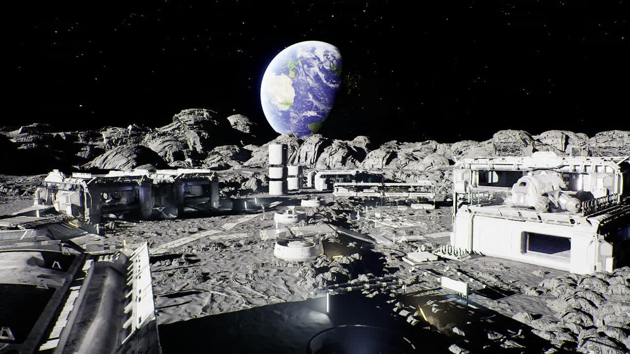 Space station defenses lunar facility equipped with sensors and barriers