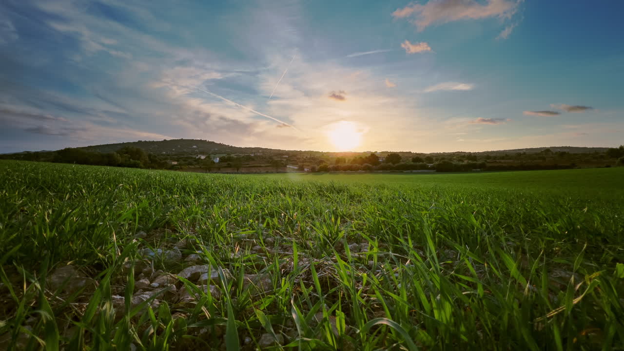 푸른 초원, 부드러운 언덕, 푸른 하늘에 떠다니는 구름의 놀라운 시간 경과 비디오