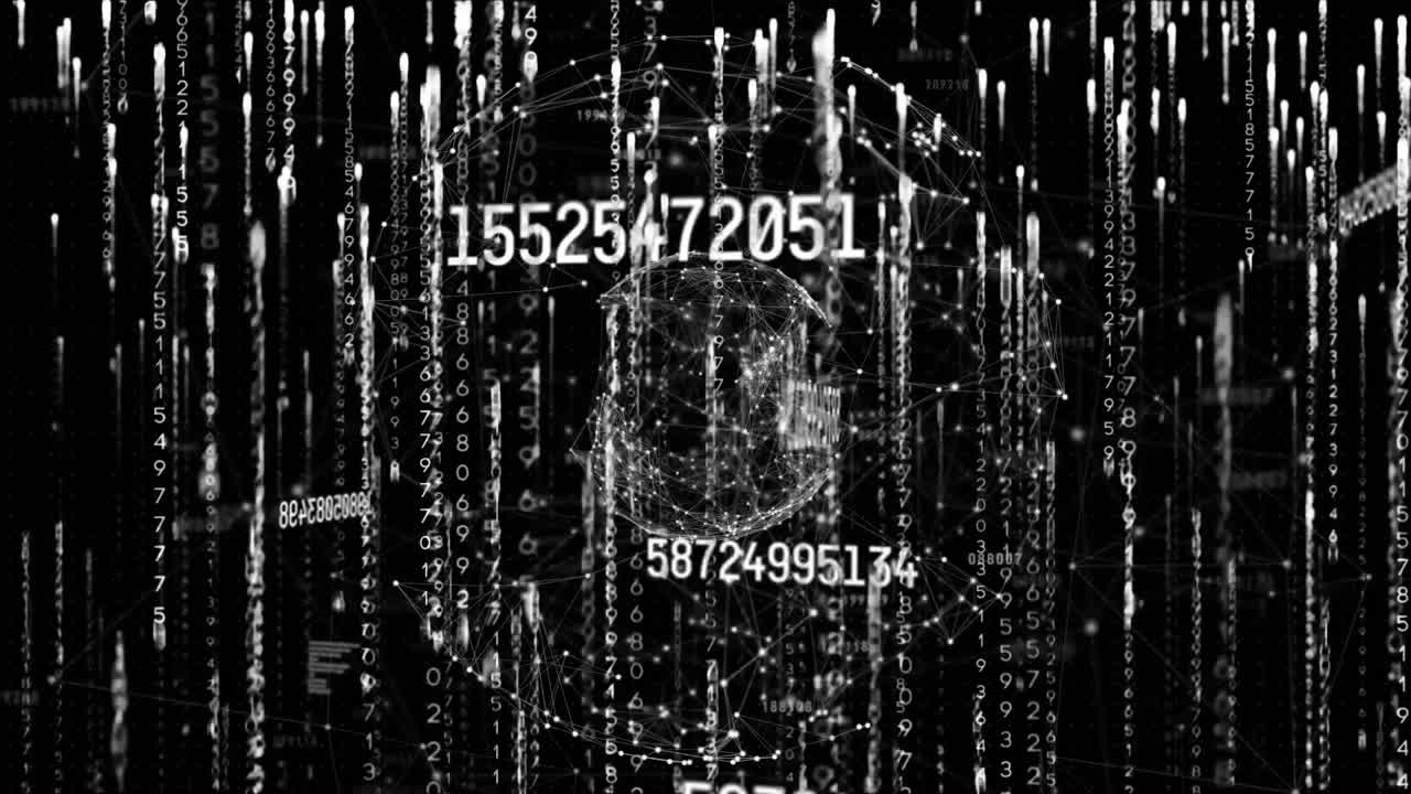 animación del globo de conexiones con escaneo de alcance y procesamiento de datos sobre fondo negro