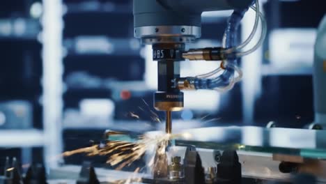 precision laser cutting process showcased in advanced robotic system, highlighting technological innovation and efficiency in modern manufacturing environments