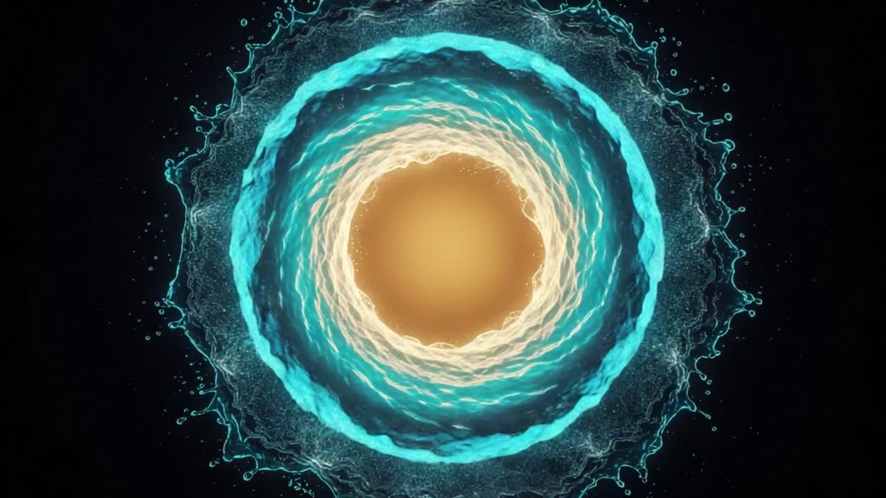 A Stunning Visual Journey Through the Transformation of an Energetic Orb Surrounded by Dynamic Fluidic Waves and Brilliant Light Effects