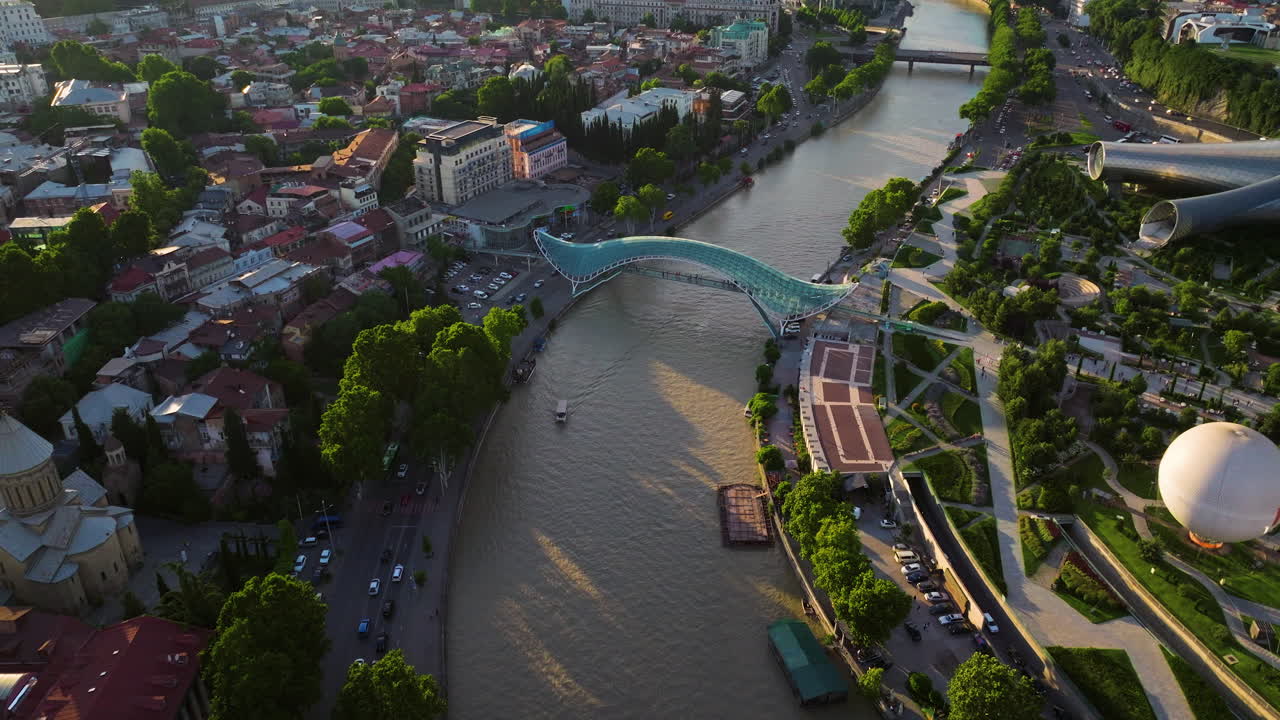 Aerial View of Tbilisi, Georgia at Sunset