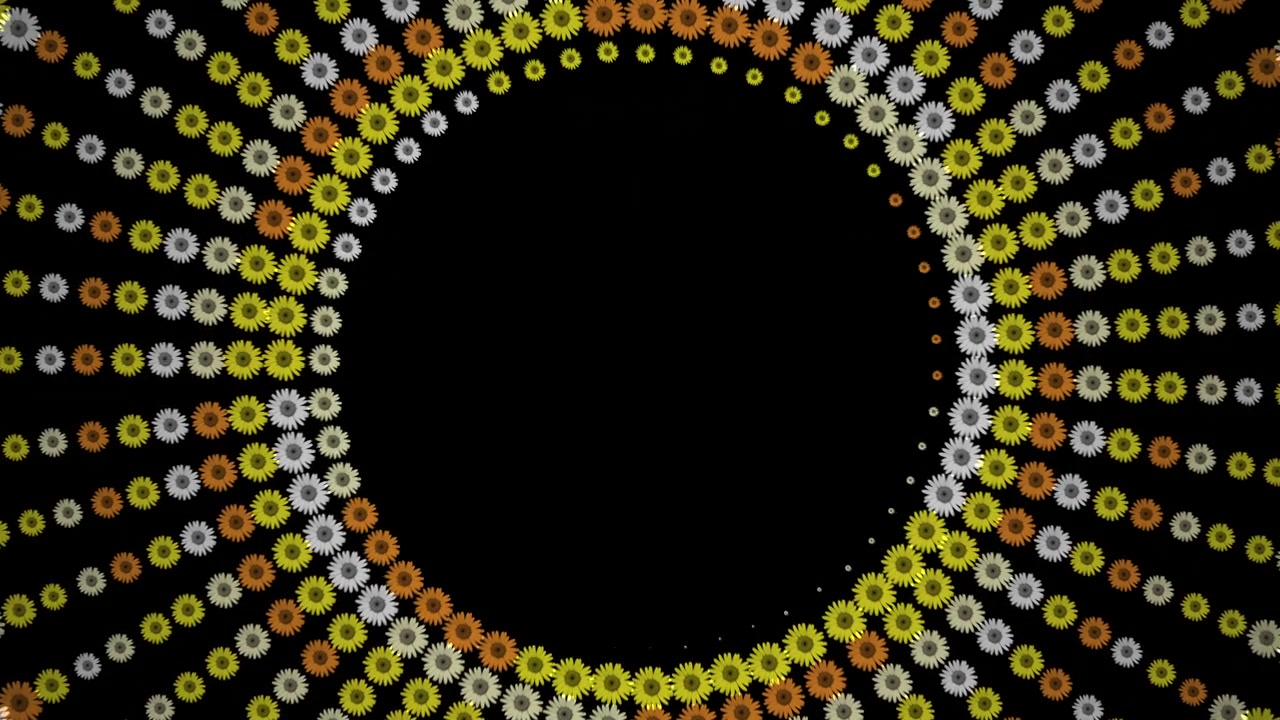 Abstract Animation of Rotating Daisy Flower Patterns