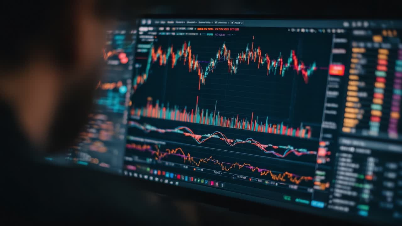 A Detailed Overview of Financial Market Trends with Real-Time Data Visualization and Technical Analysis Techniques on a Modern Trading Interface