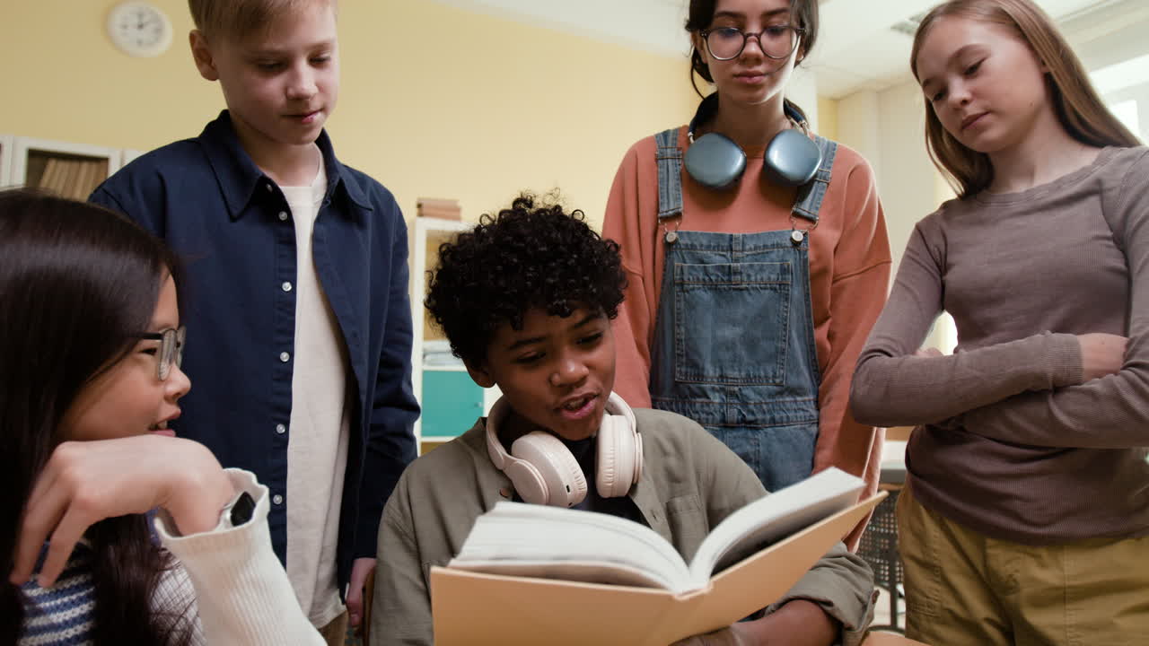 Diverse group of students engaged in a group study session