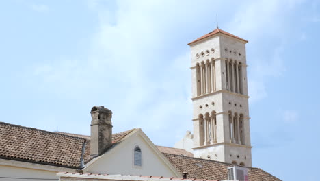 static view of the bell tower of ancient cathedral of st