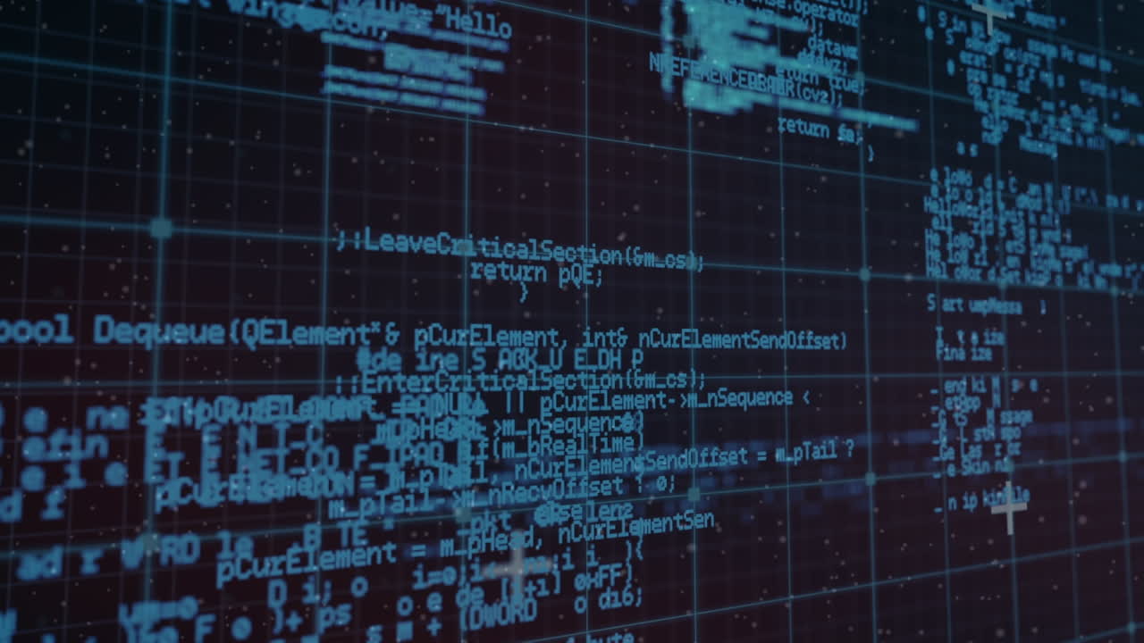 Animation of data processing on navy background