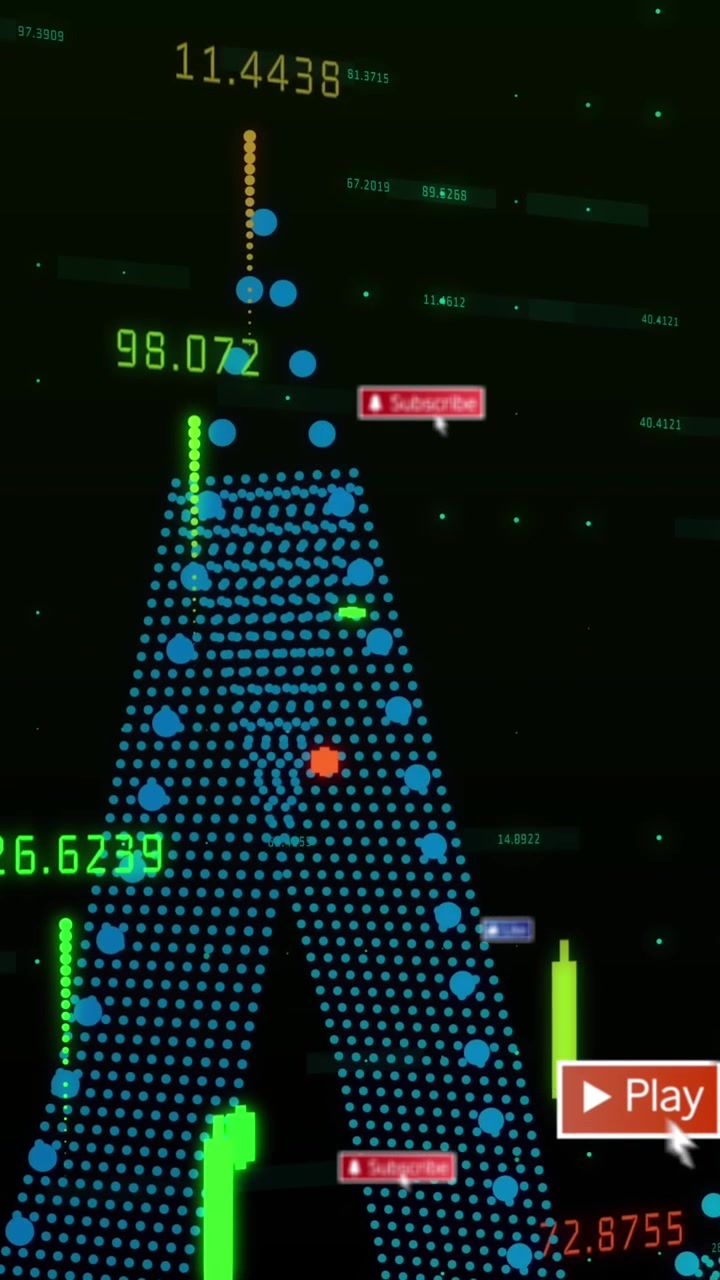 Animation of notification bars with multiple graphs and changing numbers over black background
