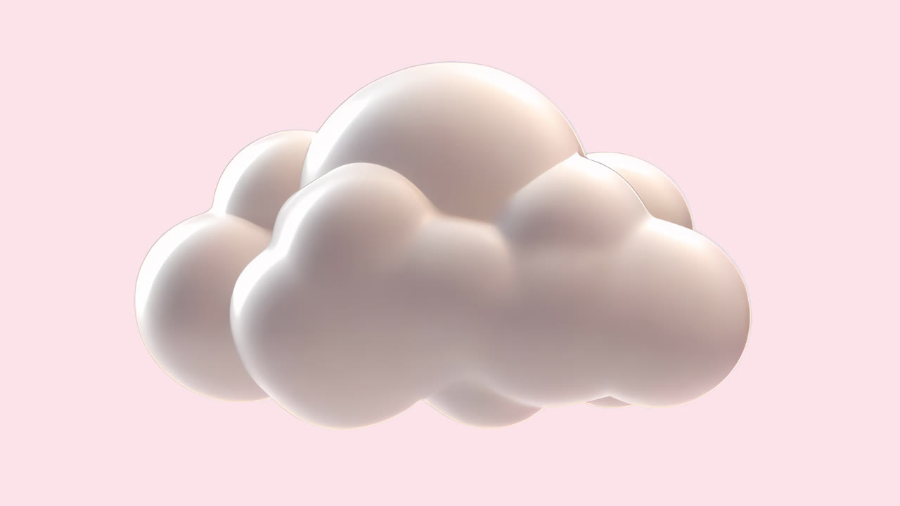 Fluffy white 3d cloud animation isolated asset, transparent 4K video, alpha channel, ProRes 4444