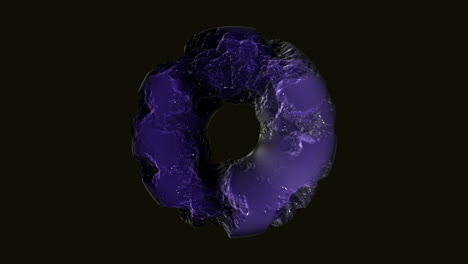 Purple-rock-dark,-glossy,-with-a-central-hole