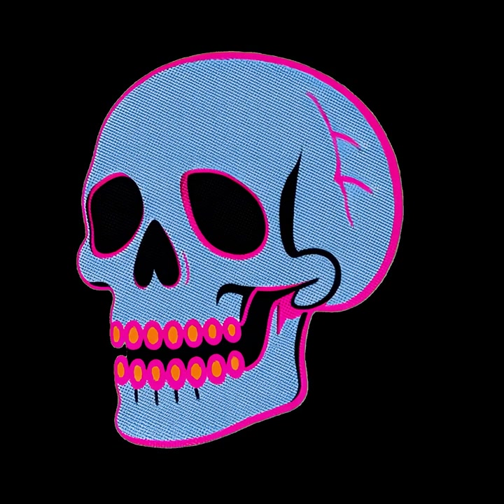 Illustrazione Animata di Teschio in Stile Retro Synthwave