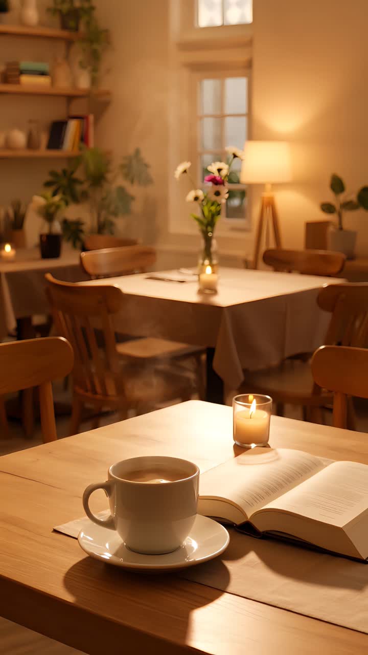 Interno di caffè estetico con atmosfera accogliente 4K