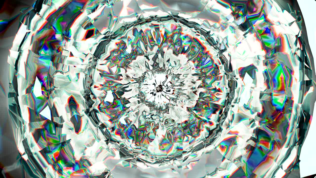 vidrio de diamante brillante o caleidoscopio que gira en bucle sin costuras.