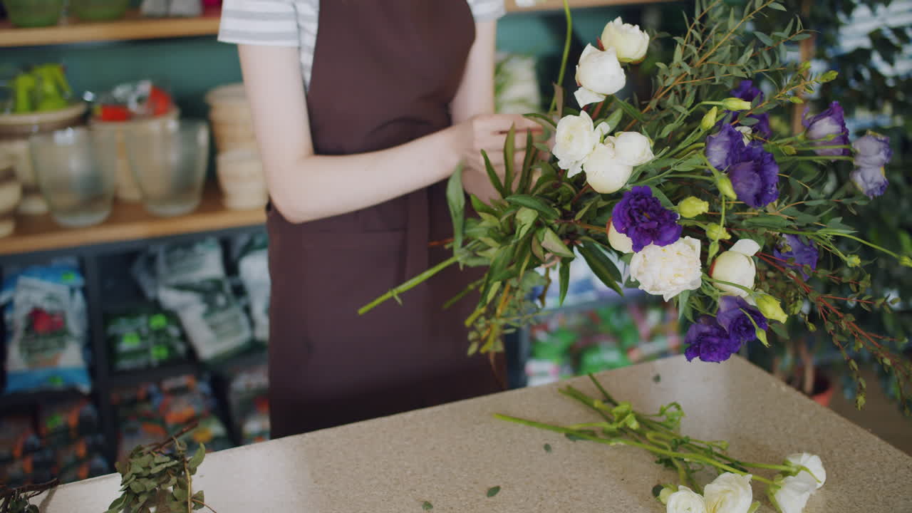 Florist Arranging a Beautiful Bouquet