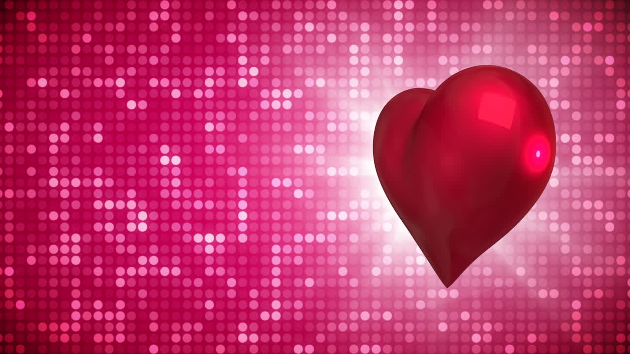 디스코 배경으로 회전하는 심장