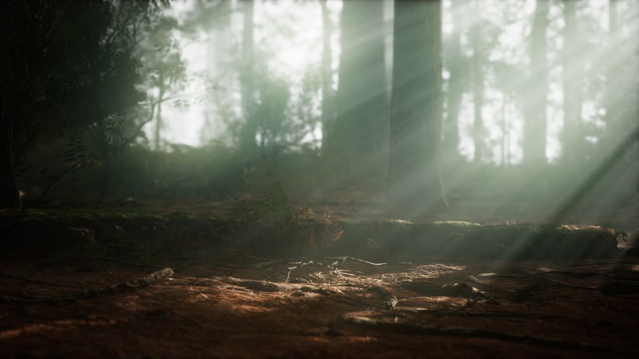 섹오이아 국립 공원 에서 안개 가 있는 아침