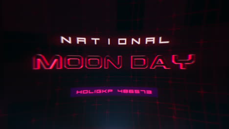 national moon day on computer screen with glitch effect