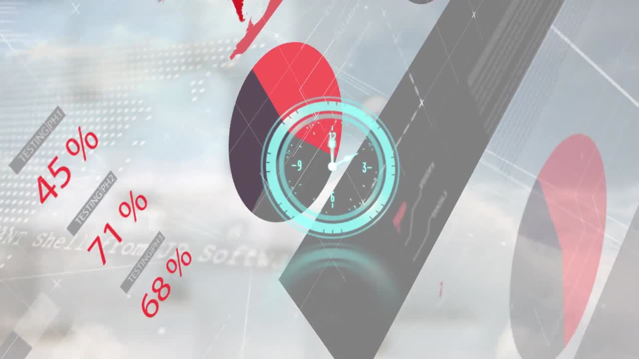 시계의 타이킹과 데이터 처리의 애니메이션