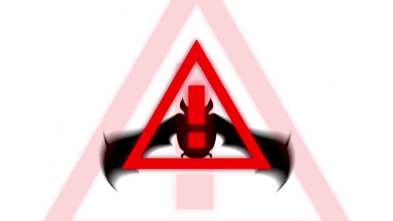 Animation of caution covid 19 sign over bat