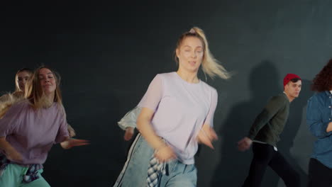 teenagers dancing in studio