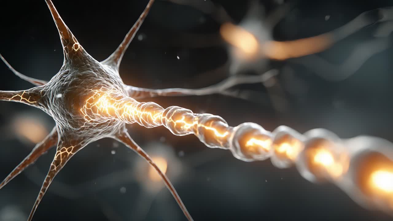 Detailed Visualization of Neurons: A Close-Up Study of Neuronal Structures and Synaptic Connections Demonstrating Neurotransmission Dynamics
