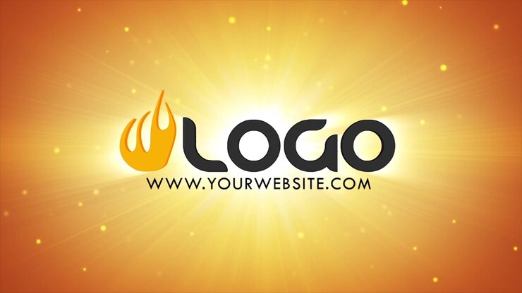 Explosion with bright light and flying debris to form a logo