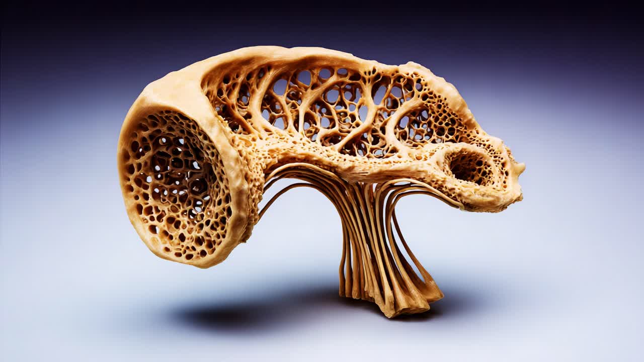 Intricate Organic Sculpture Exhibiting Complex Lattice Structures and Textures, Blending Nature-Inspired Design with Modern Artistic Interpretation in a Stunning Presentation