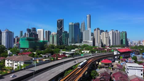 kuala lumpur skyline cityscape and transportation