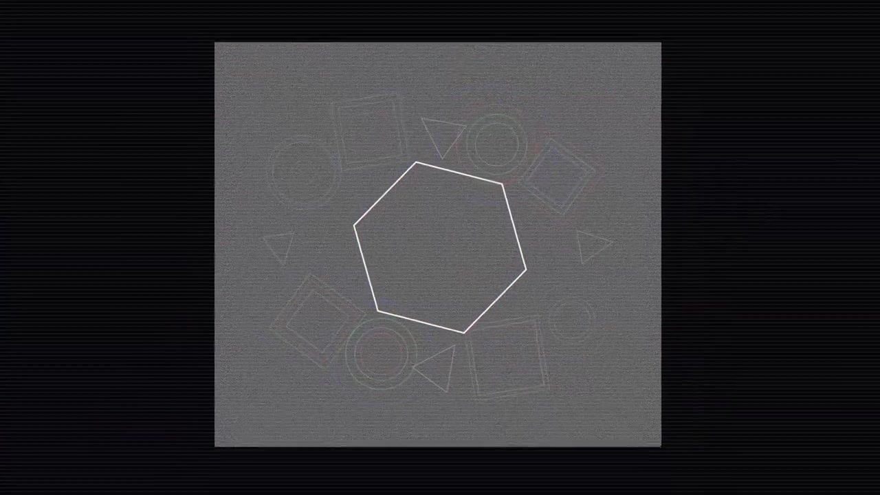Forme geometriche astratte con effetti glitch digitali