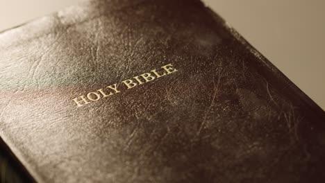 Religious-Concept-Close-Up-Shot-Of-Old-Bible-