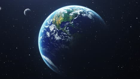 planeta tierra y luna en el espacio con estrellas