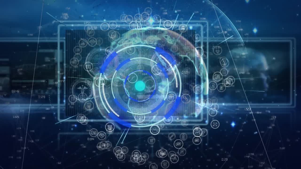 그 위에 인 연결망이 있는 회전하는 지구