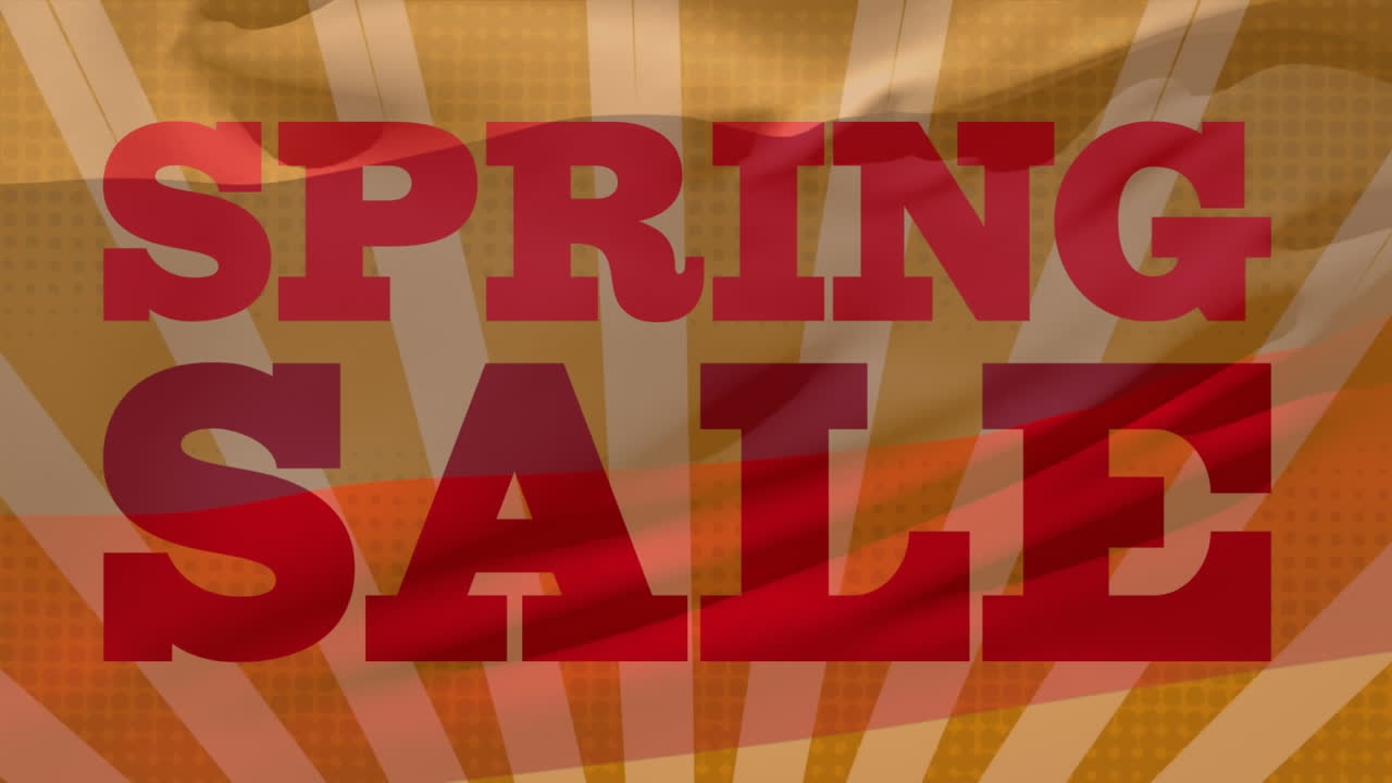 animación del texto de la venta de primavera y rayas naranjas radiantes sobre la bandera de los países bajos