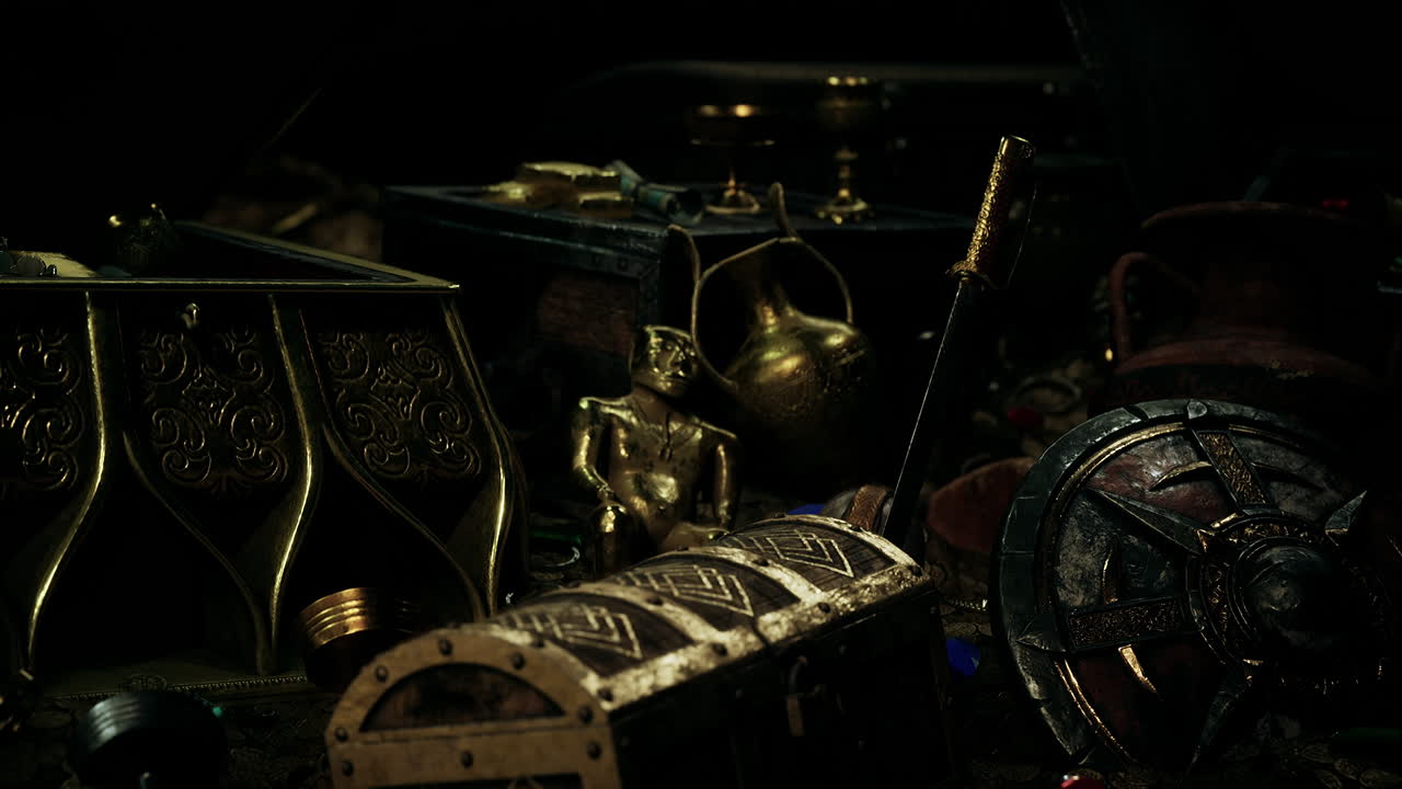 어 ⁇  속에서 보석과 금 동전을