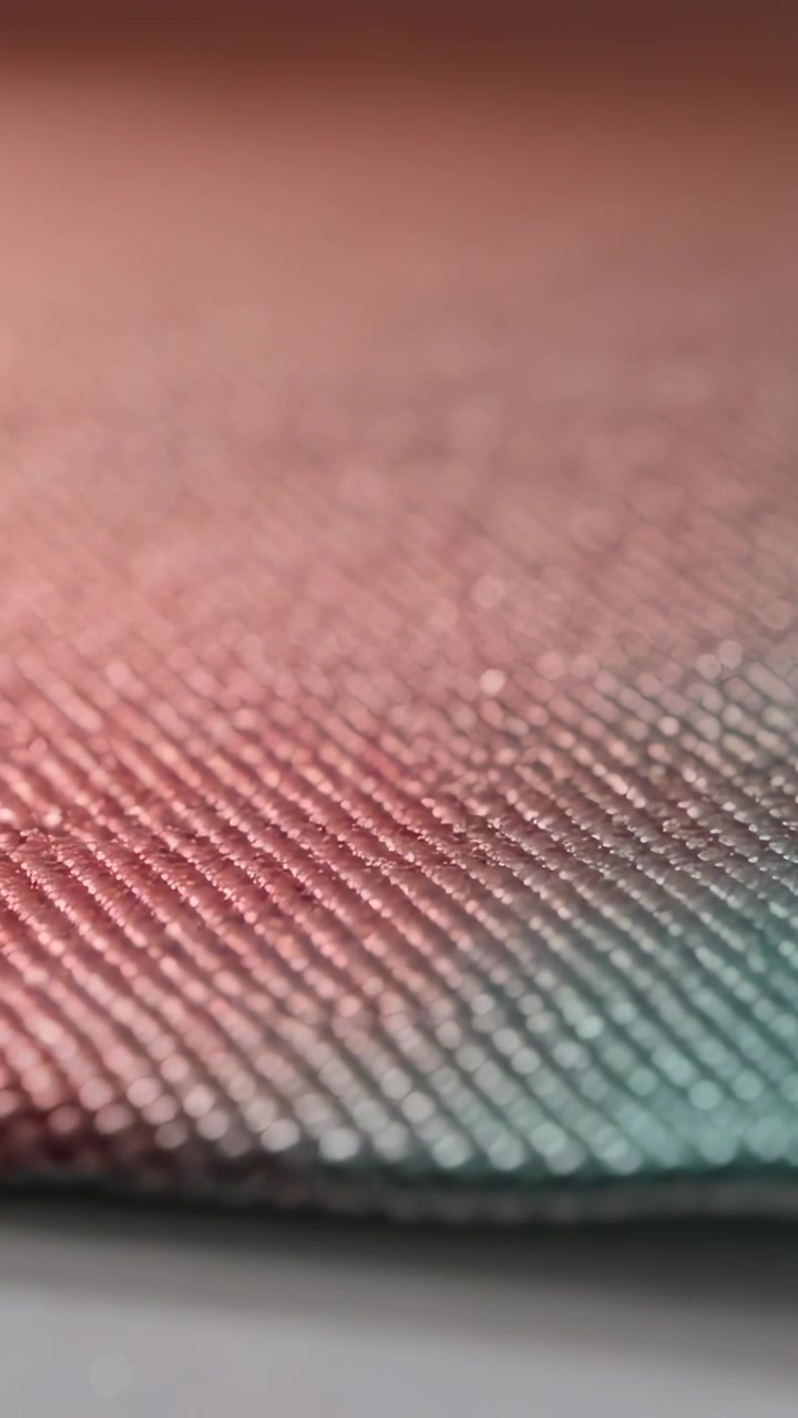 Vertical video: Shifting offframe light warming ribbed mat on pale table, macro lens shifting focus