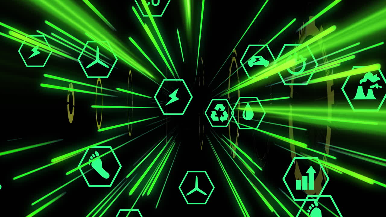 에코 아이콘의 애니메이션과 데이터 전송의 빛 트레일에 대한 데이터 처리