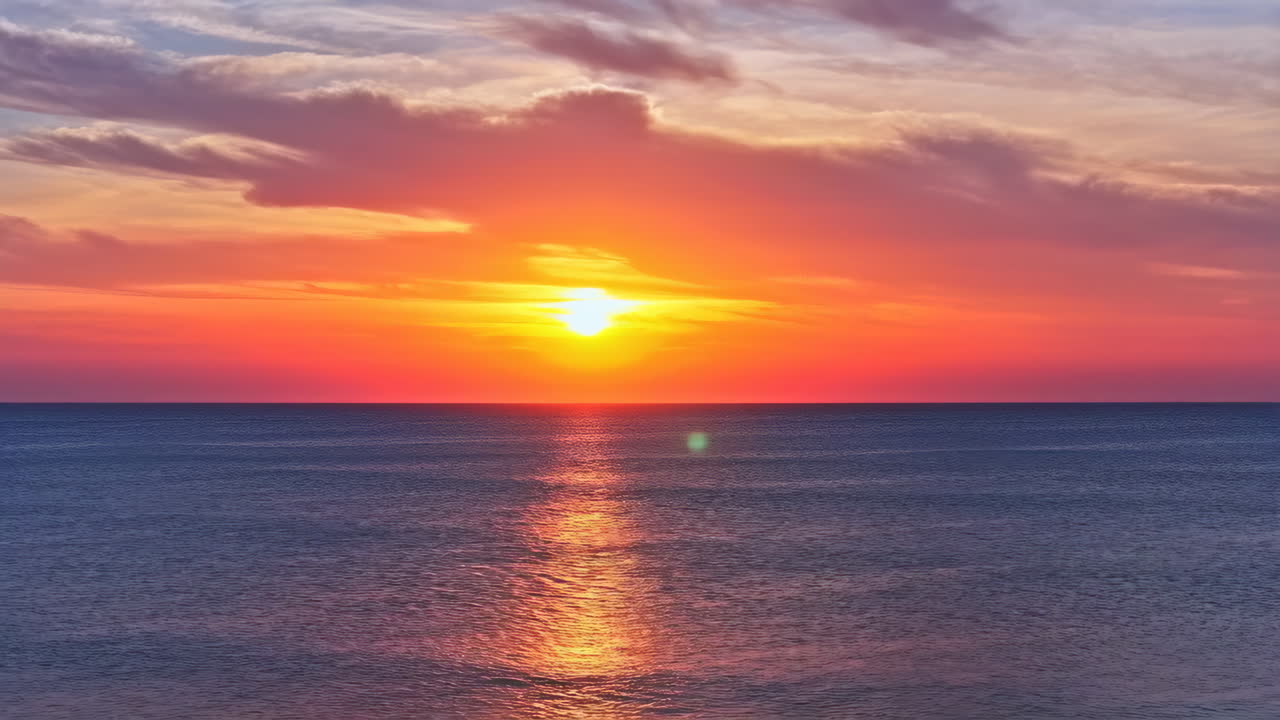 바다 위의 활기찬 일몰