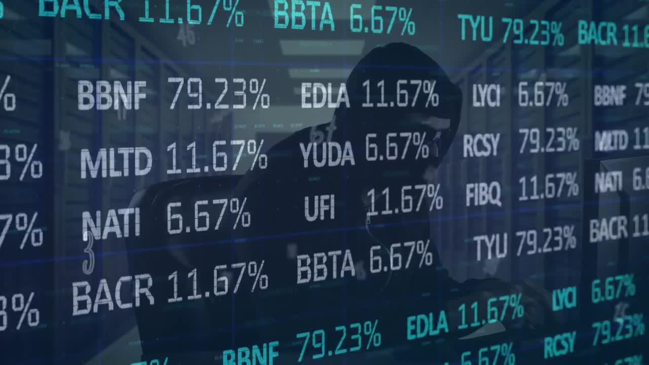 컴퓨터 해커를 통해 데이터 및 통계 처리의 애니메이션