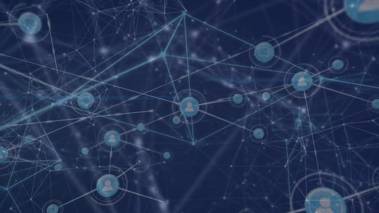 animación de la red de conexiones con los iconos de las personas