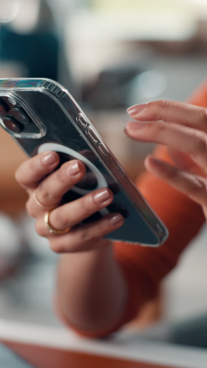 Close-up of Hands Scrolling and Tapping on a Smartphone